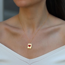 Kalp Açılır Kapanır Gold Gümüş Kolye Gümüş