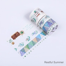 Reedark Renkli Desenli Washi Bant Seti - 4 Rulo 30mm, 15mm, 5mm Dıy Dekor Ve El İşleri İçin