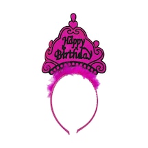 Parti Happy Birthday Yazılı Neon Fuşya Renk Doğum Günü Tacı 001