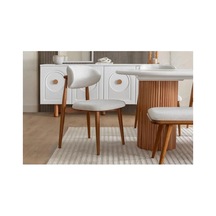 Pera Bohem Ahşap Sandalye 8 Li Set, Polo Model Ekru