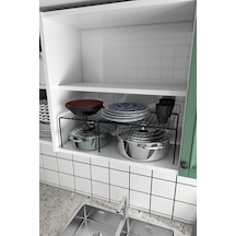 Genişletilebilir Raf Ayarlanabilir Dolap İçi Düzenleyici Mutfak Düzenleyici Banyo Düzenleyici Açık Bej