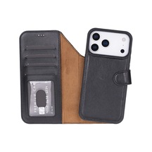 Apple iPhone 17 Pro Max İçin, Hakiki Deri, El Yapımı Cüzdanlı Kılıf, Magsafe İle Uyumlu, İç Yüzeyi Kadife, Siy Standart 60409889