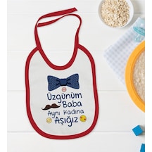 BK Kids Aynı Kadına Aşığız Tasarımlı Kırmızı Bebek Mama Önlüğü-1 Kırmızı