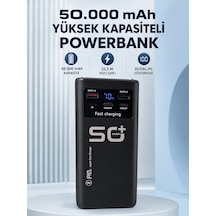 50.000 Mah Taşınabilir Powerbank 22,5 W Hızlı Şarj 4 Dahili Şarj Kablosu Dijital Ekran Led siyah