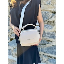 Just Polo Kadın Çapraz Askılı Günlük & Özel Günlere Uygun Lüks Fermuarlı Mini El Ve Omuz Çantası 20 X 17 Cm Taş