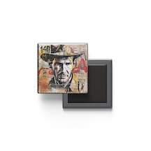 Indiana Jones - Baskılı Buzdolap Magneti Kare - 9x9 Cm