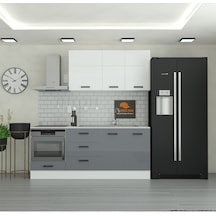 210 Cm Mutfak Dolabı Mdf Kapak Tezgah Dahil Yrkn210 98 Gri