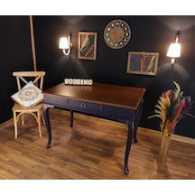 Wooding-Mobilya Wooding 120 Cm Çekmeceli Masif Lacivert Ceviz Çalışma Masası Wooding-Mobilya Wooding 120 Cm Çekmeceli Masif Lacivert Ceviz Çalışma Masası