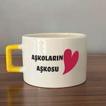 Aşkoların Aşkosu Baskılı Sarı Kulplu C Sevgililer Günü Fincanı