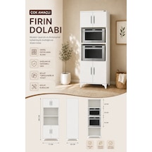 Renazzo %100 Mdf Çok Amaçlı Kapaklı Ve Açık Dolap, Fırın Ve Beyaz