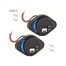 2 Takım Clelo 12v Usb C Soket Çift Pd3.0 Qc3.0 24w 24v Araba Usb Portu Tip C Usb Güç Soketi