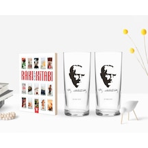 Kişiye Özel Renkli Baskılı Atatürk Temalı İkili Rakı Bardağı Ve Rakı Cep Kitabı Hediye Seti-23