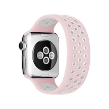 Watch 42mm Ayarlı Delikli Silikon Kordon - Pembe-beyaz Diğer