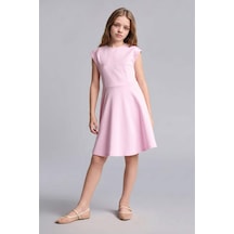Defacto Çan Kesim Etekli Yarım Kollu Pembe Elbise Kız Çocuk I1186a826hspn614 Pembe-pn614