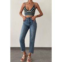 Lacarino 7609 Mom Fıt Kadın Jean Pantolon Blue