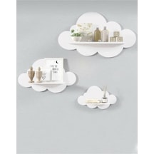 Toyzcity Çocuk Odası Bulut Kitaplık Raf 3'Lü Beyaz Bulut Raf Set