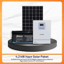 4.2kw Solar Paket 6x600w Bifacial Panel + 25.6v 200ah Lifepo4 Lityum Batarya + Mppt İnverter