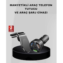 Araç İçi Telefon Tutucu + Quick Charge 3.0 Araç Şarj Cihazı Seti Siyah