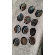 Doğal Siyah Hakiki İnci Midye Kabugu Düğme -24x18 Mm 10 Adet