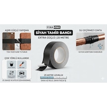 Uzun Metraj-25 Metre X 5cm Tamir Bandı Siyah Renk
