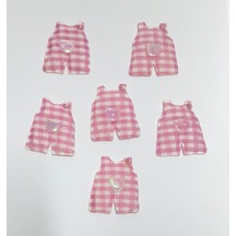Bebek Tulumu Pembe Süsleme Kumaş Sticker 25 Adet Pembe