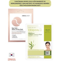 Dermal 3 Katmanlı Rose Gold Göz Maskesi ve Nemlendirici Sıkılaştırıcı ve Arındırıcı Bambu Özlü Kolajen Maske Seti