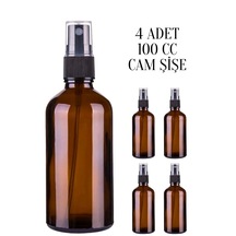 Rotanev 4 Adet 100 ml Amber Kapaklı Siyah Sprey 100 Cc Fısfıs Kolonya Dezenfektan Kahverengi Cam Şişe
