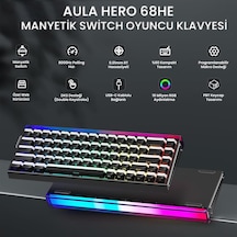 Hero 68 He Manyetik Klavye Rapid Trigger Jade King Switch 8000hz Rgb Neon Tkl Hot Swap Oyuncu Klavyesi Siyah