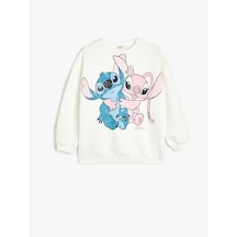 Koton Stitch Sweatshirt Lisanslı Uzun Kollu Bisiklet Yaka Ekru 5wkg10438ak Ekru
