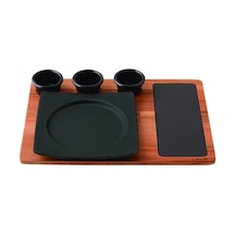 Lava Servis Tabağı Kare Ahşap Döküm Stand 21 X 21 Cm Siyah