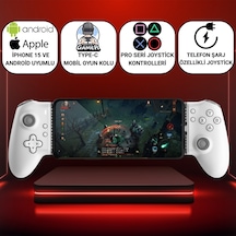 Polham Apple Uyumlu iPhone 15 Üzeri Ve Android Type-c Mobil Oyun Kolu Pro Seri Joystick Şarj Özellikli