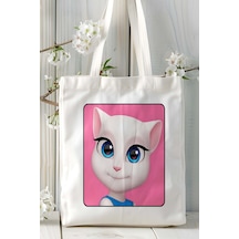 Art Hediye My Talking Angela Mobil Oyun Baskılı Omuz Çanta Çift Tafaflı Baskı Kişiye Özel 1 Çok Renkli