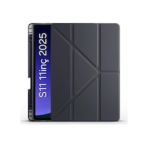 S11 2025 11 İnç Tablet Sm-x730/x736 İçinile Uyumlu Üçgen Kalem Bölümlü Standlı Uyku Modlu Akıllı Kılıf Siyah Sku: Zeusb0gfx8h94n Arka Kapak