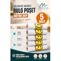 Baskılı Rulo Poşet Büyük Boy X5 Rulo Gülenyüz Baskılı Çöp Poşeti Market Manav Poşeti