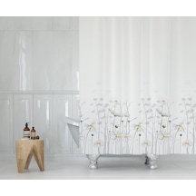 Zethome Tropik Banyo Duş Perdesi 8441 Tek Kanat 1X180X200 Beyaz