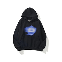 Unisex Girl Face Sweatshirt Hoodie Siyah Siyah