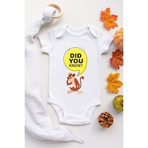 Babylimon Dıd You Know Desenli Kısa Kol Unisex Body Beyaz - 104949301 Beyaz