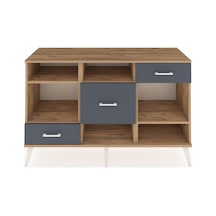 Kronos Konsol 4 Raflı 3 Çekmeceli 132x59x83 Çam-çam/antrasit Çam/antrasit