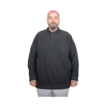Mode Xl Büyük Beden Erkek Cepli Selanik Polo Sweatshirt 20441 Antrasıt Antrasit