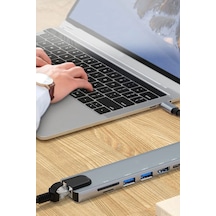 Type C Den 8 Girişe Dönüştüren Laptop Için Rj45 Lan Usb-c Usb 3.0 Hdtv Pd Usb/c Sd Tf Çevirici Sw-81