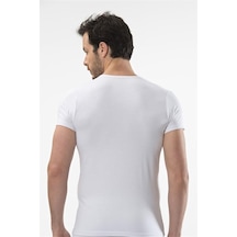 Cacharel 1402 V Yaka Erkek T-shirt - Beyaz Beyaz