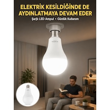 Acil Durumlar İçin Şarjlı Led Ampul 6400k Soğuk Beyaz 30 Watt Yeni Nesil - Lisinya