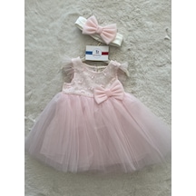 Kelebek Robalı Tarlatanlı Elbise Pembe