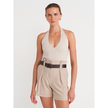 Dilvin 10794 Halter V Yaka Basıc Bluz-taş Taş