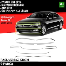 Vw Passat B8 Far Üzeri Çıta & Sis Farı Çerçevesi & Ara Çıtası & Tampon Çitası Krom Takımı 2015 2016 2017 2018 2019