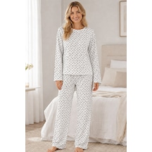 Norcia Sports Kadın Kalpli Uzun Kol Rahat Pijama Takımı 4673 Beyaz Çok Renkli - 929322959 Çok Renkli - 929322959 Çok Renkli
