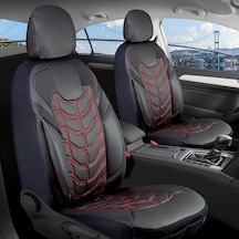 Kia Sorento Yeni Lüx Deri Oto Koltuk Kılıfı Ön Arka Takım Classy Serisi Kırmızı Siyah