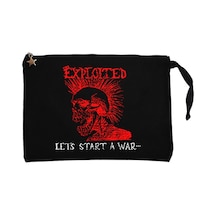 The Exploited Let's Start a War Siyah Clutch Cüzdan / El Çantası Siyah