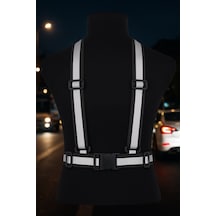 Siyah Yüksek Görünürlüklü Reflektörlü Klipsli Ayarlanabilir Fosforlu Pratik Motorcu Ikaz Yeleği