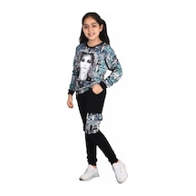 Kız Çocuk Resim Baskılı Kargo Cepli Eşofman Takımı Çok Renkli